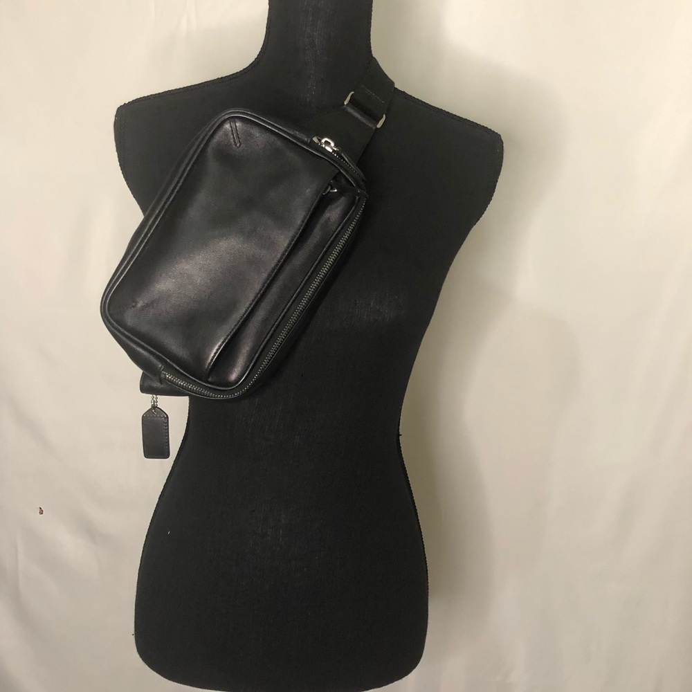 Black Leather Coach Fanny Pack